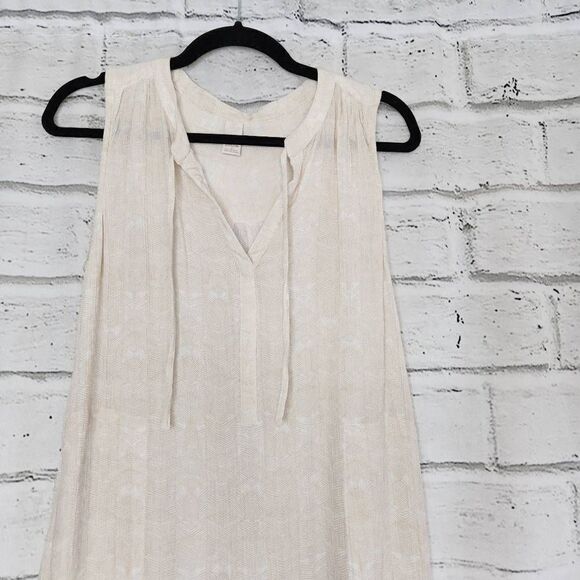 Prana Breathe Women's Natassa Crinkle Cream Sleeveless High Low Tunic Top Medium - Picture 2 of 12